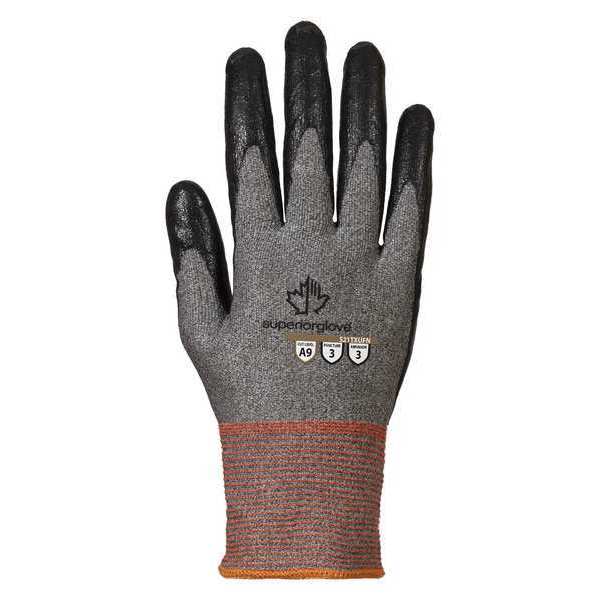 Work Gloves, Nitrile, XL, Black/Gray, PR