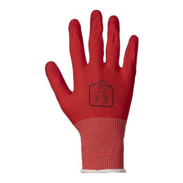 Work Gloves, Nitrile, XL, Red/Red, PR, PK12