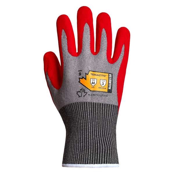 Work Gloves, Nitrile, S, Red/Gray, PR
