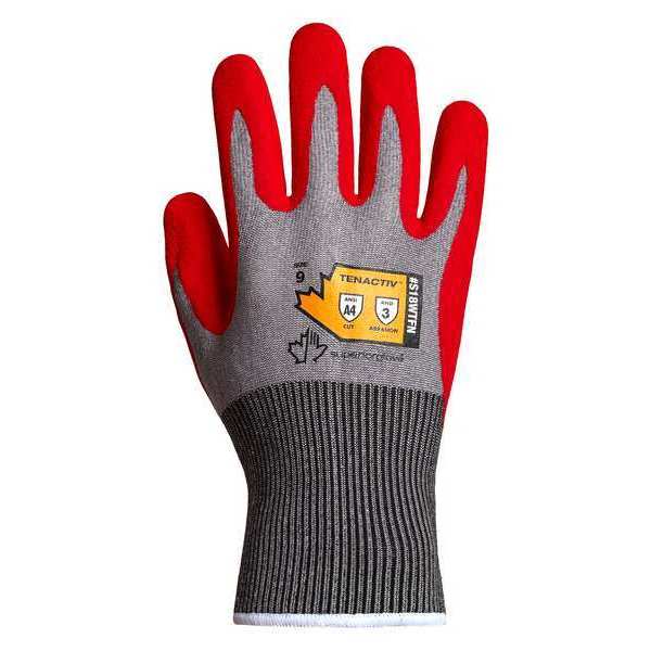 Work Gloves, Nitrile, 2XL, Red/Gray, PR
