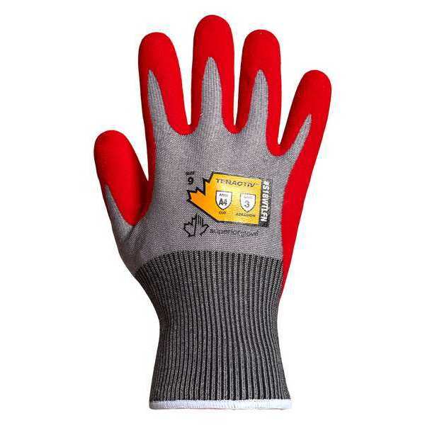 Work Gloves, Nitrile, S, Red/Gray, PR