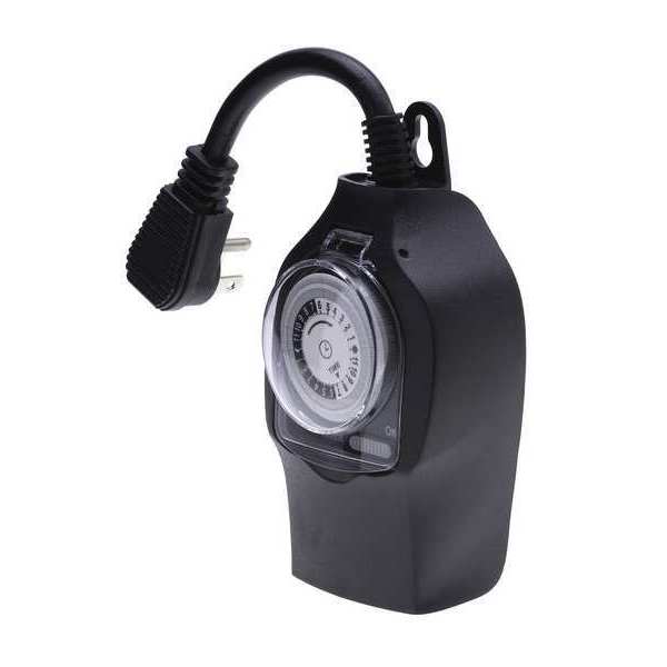 Plug In Timer, Digital, Black, 15A, 125V