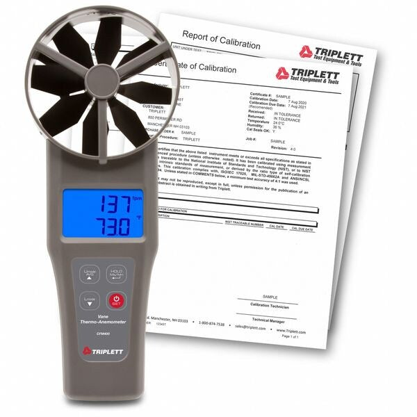 CFM/CMM Air Volume Meter with NIST, Black