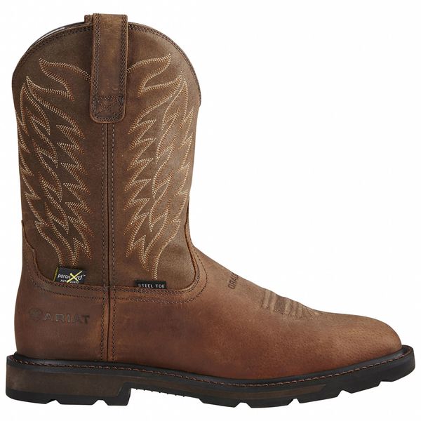 Size 10 Men's Western Boot Steel Work Boot, Brown