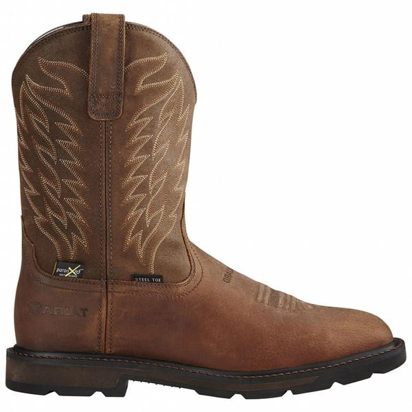 Size 13 Men's Western Boot Steel Work Boot, Brown