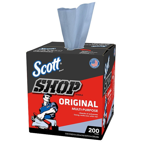 Shop Towels Original, Blue, Pop-Up Dispenser Box (200 Towels/Box, 8 Boxes/Case, 1,600 Towels/Case)
