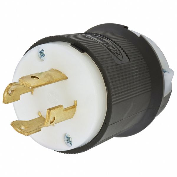 HBL2731ST - Twist-LockÂ® EdgeConnectâ¢ Plug with Spring Termination, 30A, 3P 480V, L16-30P, Black and White Nylon