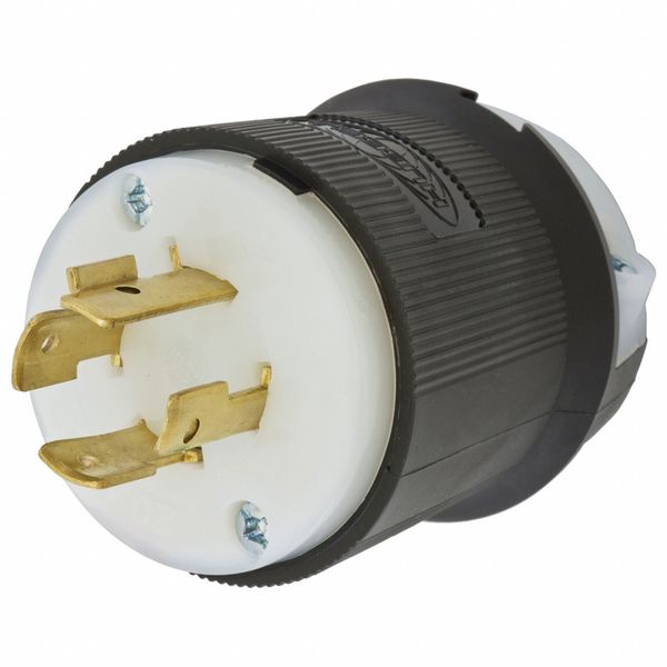 HBL2431ST - Twist-LockÂ® EdgeConnectâ¢ Plug with Spring Termination, 20A, 3P 480V, L16-20P, Black and White Nylon