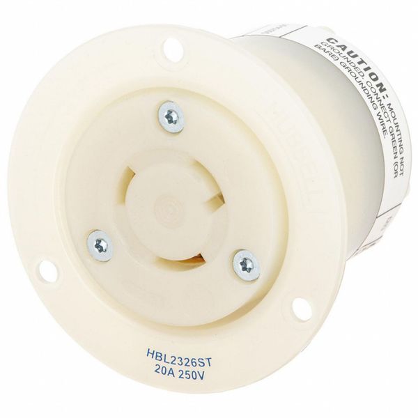 Twist-LockÂ®, EdgeConnectâ¢, Flanged Receptacle, 20A 250V, L6-20R, Screwless Terminal