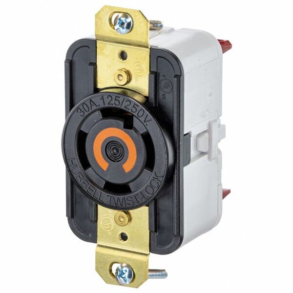 HBL2710ST - Twist-LockÂ® EdgeConnectâ¢ Receptacle with Spring Termination, 30A, 125/250V, L14-30R, Black