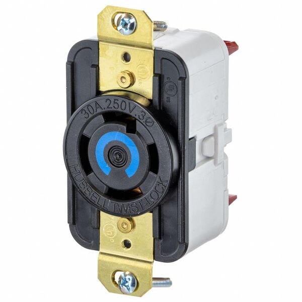 HBL2720ST - Twist-LockÂ® EdgeConnectâ¢ Receptacle with Spring Termination, 30A, 3P 250V, L15-30R, Black