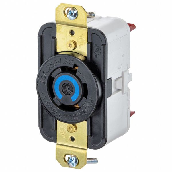 HBL2420ST - Twist-LockÂ® EdgeConnectâ¢ Receptacle with Spring Termination, 20A, 3P 250V, L15-20R, Black