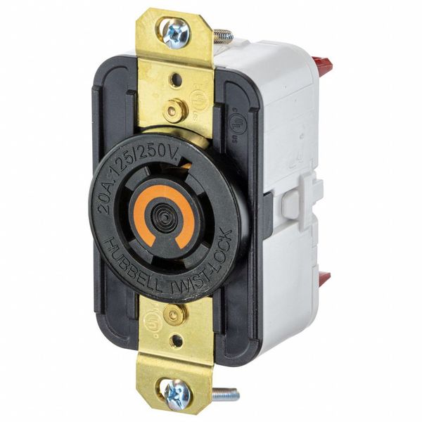 HBL2410ST - Twist-LockÂ® EdgeConnectâ¢ Receptacle with Spring Termination, 20A, 125/250V, L14-20R, Black