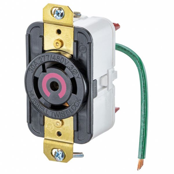 HBL2820ST - Twist-LockÂ® EdgeConnectâ¢ Receptacle with Spring Termination, 30A, 3P 277/480V, L22-30R, Black