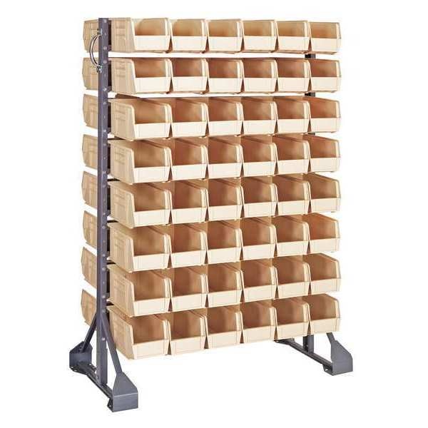 Steel Bin Rail Floor Rack, 36 in W x 20 in D x 54 in H, Ivory
