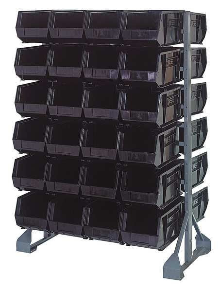 Steel Bin Rail Floor Rack, 36 in W x 20 in D x 54 in H, Black