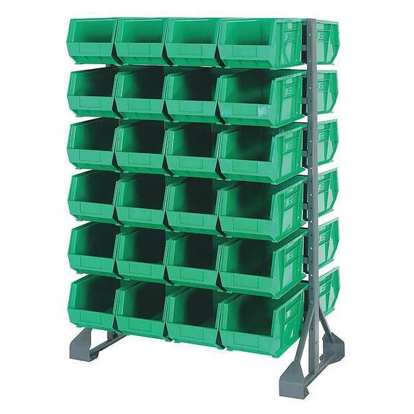 Steel Bin Rail Floor Rack, 36 in W x 20 in D x 54 in H, Green