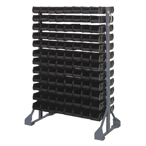 Steel Bin Rail Floor Rack, 36 in W x 20 in D x 54 in H, Black