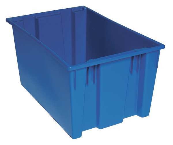 Stack & Nest Container, Blue, Polyethylene, 29 1/2 in L, 19 1/2 in W, 15 in H