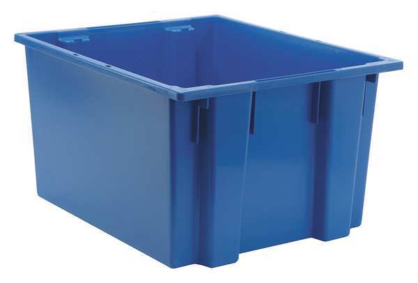 Stack & Nest Container, Blue, Polyethylene, 23 1/2 in L, 19 1/2 in W, 13 in H