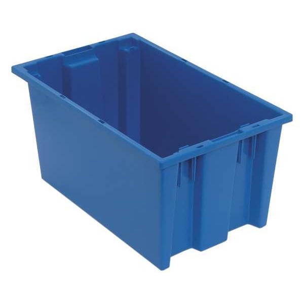 Stack & Nest Container, Blue, Polyethylene, 18 in L, 11 in W, 9 in H, 0.76 cu ft Volume Capacity