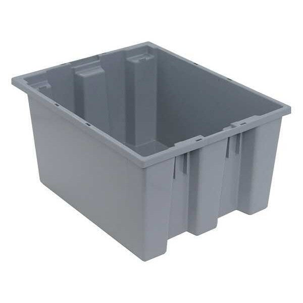 Stack & Nest Container, Gray, Polyethylene, 19 1/2 in L, 15 1/2 in W, 10 in H