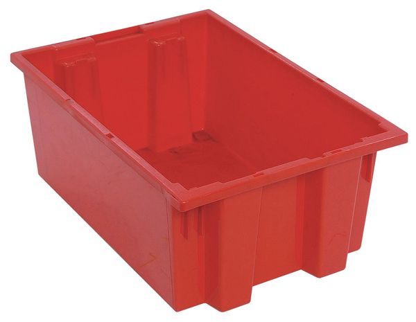 Stack & Nest Container, Red, Polyethylene, 19 1/2 in L, 13 1/2 in W, 8 in H