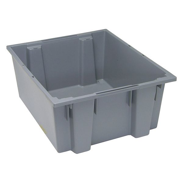 Stack & Nest Container, Gray, Polyethylene, 23 1/2 in L, 19 1/2 in W, 10 in H