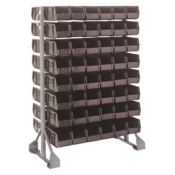 Steel Bin Rail Floor Rack, 36 in W x 20 in D x 54 in H, Black