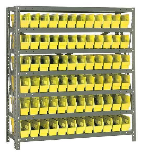 Steel Bin Shelving, 36 in W x 39 in H x 12 in D, 7 Shelves, Yellow