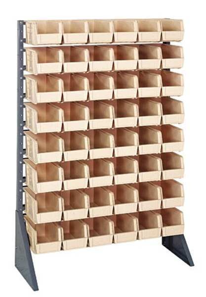 Steel Bin Rail Floor Rack, 36 in W x 15 in D x 54 in H, Ivory