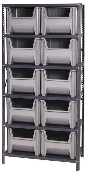 Steel Bin Shelving, 36 in W x 75 in H x 18 in D, 6 Shelves, Blue