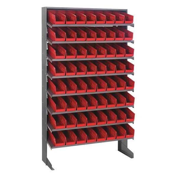 Steel Pick Rack, 36 in W x 60 in H x 12 in D, 8 Shelves, Red