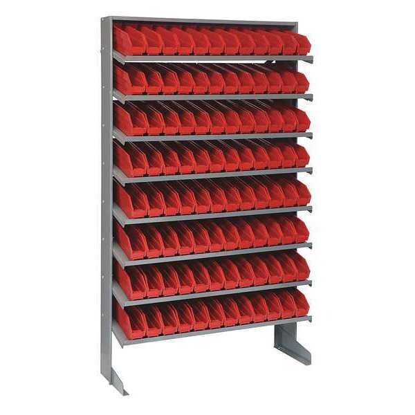 Steel Pick Rack, 36 in W x 60 in H x 12 in D, 8 Shelves, Red
