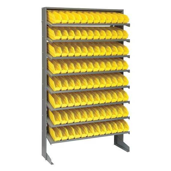 Steel Pick Rack, 36 in W x 60 in H x 12 in D, 8 Shelves, Yellow