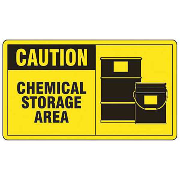 Safety Label, 3 1/2 in Height, 5 in Width, Vinyl, Horizontal Rectangle, English