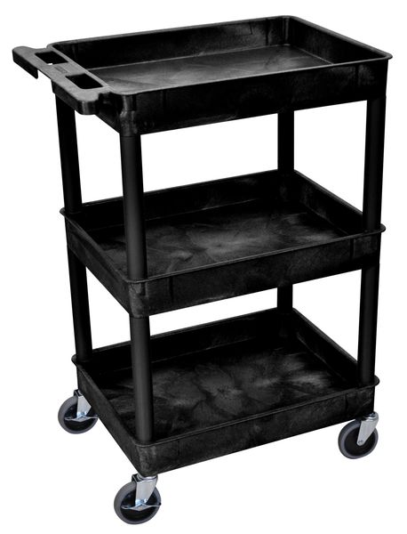 Thermoplastic Resin (Shelf)/High Density Polyethylene (Leg) Flat, 3 Shelves, 300 lb