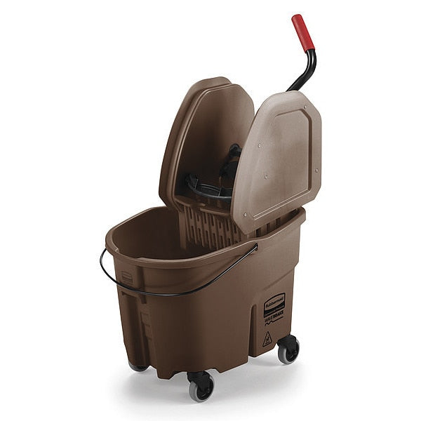 8 3/4 gal WaveBrake Down Press Mop Bucket and Wringer, Brown, Polypropylene