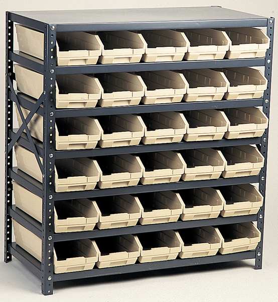 Steel Bin Shelving, 36 in W x 39 in H x 18 in D, 7 Shelves, Yellow