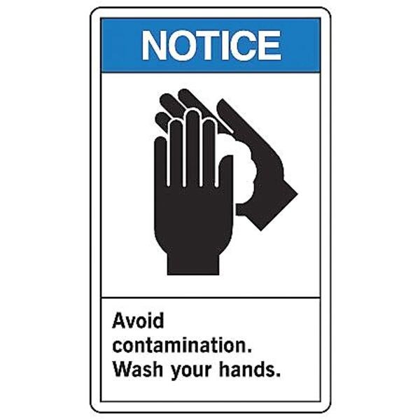 Notice Label, Wash Your Hands, 5x3-1/2, Adhesive Vinyl, 5/PK