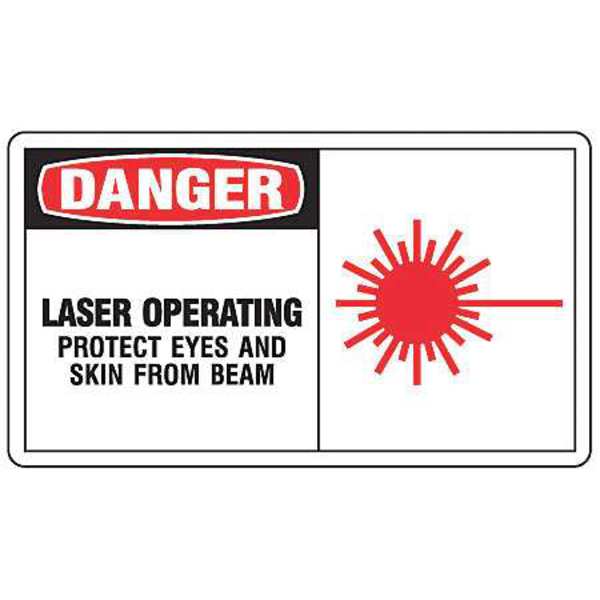Safety Label, 3 1/2 in H, 5 in W, Vinyl, Horizontal Rectangle, LRAD002VSP