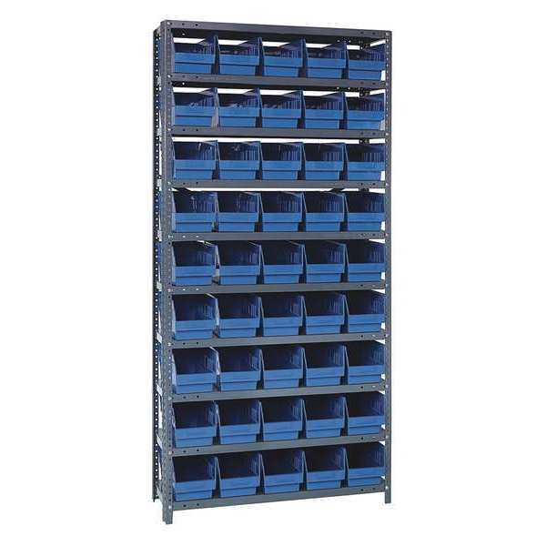 Steel Bin Shelving, 36 in W x 75 in H x 18 in D, 13 Shelves, Blue