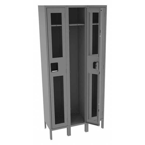 Wardrobe Locker, 36 in W, 15 in D, 78 in H, (1) Tier, (3) Wide, Gray