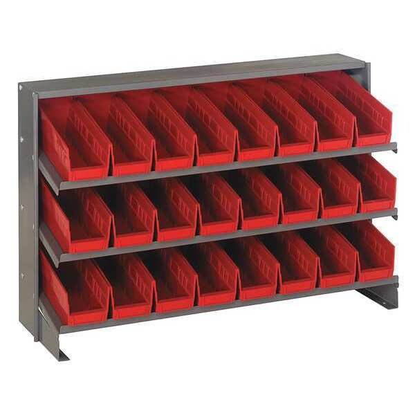 Steel Bench Pick Rack, 36 in W x 21 in H x 12 in D, 3 Shelves, Red
