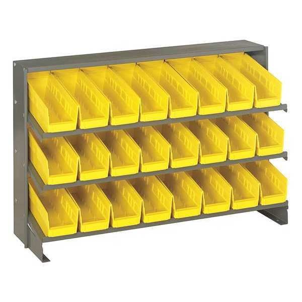 Steel Bench Pick Rack, 36 in W x 21 in H x 12 in D, 3 Shelves, Yellow