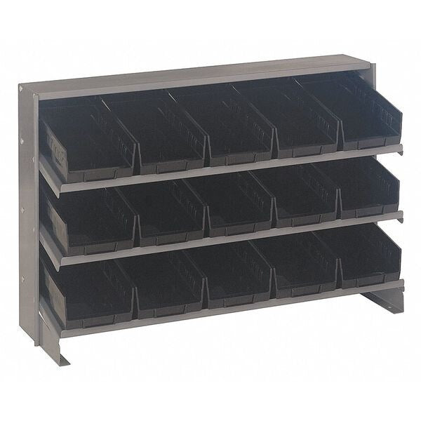 Steel Bench Pick Rack, 36 in W x 21 in H x 12 in D, 3 Shelves, Black