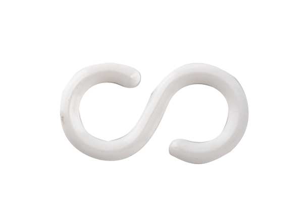 2 in S-Hook - White, Acetal, 10 pk
