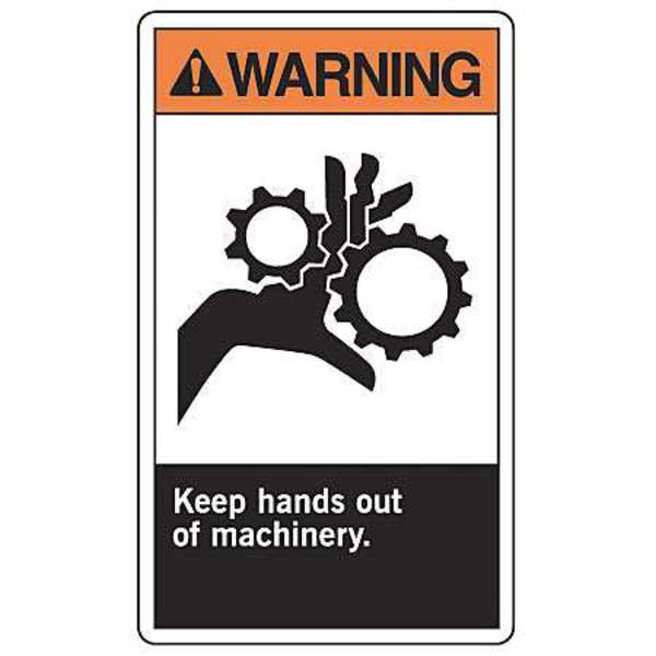 Label, 5 in Height, 3 1/2 in Width, Vinyl, Vertical Rectangle, English