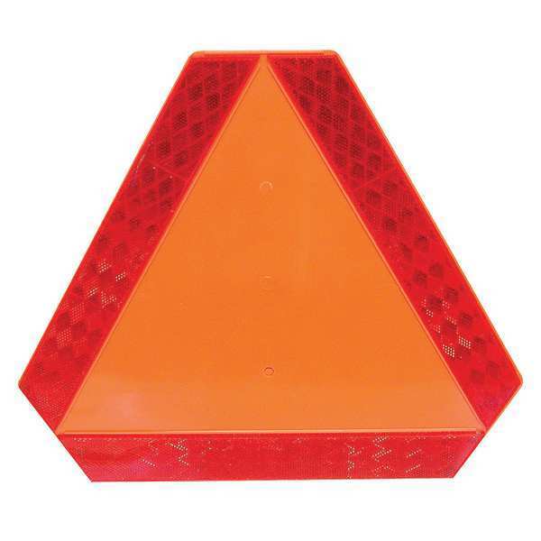 Reflector, Triangle, Slow Moving Vehicle, High Impact ABS Material, 14 in L x 16 in W, Orange/Red