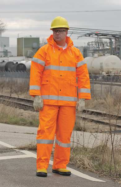 ComfortBrite Flame Resistant Rain Jacket, Orange, M